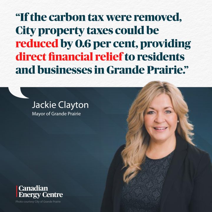 GRAPHIC: “If the carbon tax were removed, City property taxes could be reduced by 0.6 per cent, providing direct financial relief to residents and businesses in Grande Prairie.”